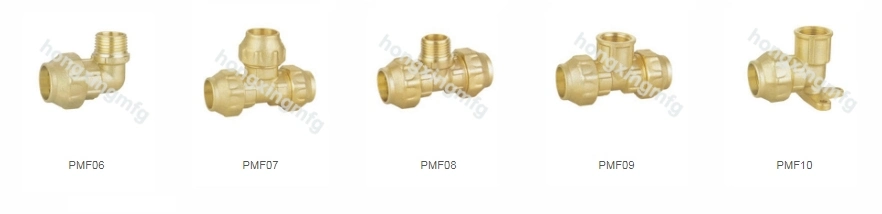 DIN8076 Brass Comprssion Equal Elbow Tee Reducer PE Fittings for Polyethylene Pipe