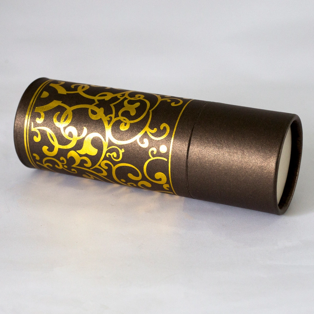 Eco Friendly Perfume Bottle Cosmetic Tubes Golden Foil Cardboard Round Essential Oil Round Box Packaging Paper Tube